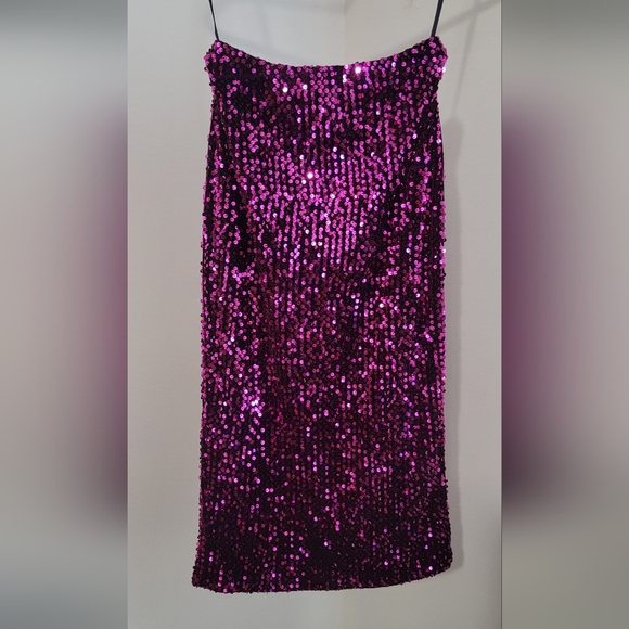 Michael Costello x REVOLVE Nicolette Midi Skirt in Fuchsia Size S Sparkly NYE - Picture 8 of 10